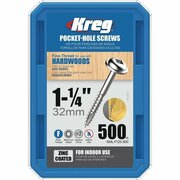 KREG #7 1-1/4 In. Fine Maxi-Loc Washer Head Zinc Pocket Hole Screw, 500PK SML-F125 - 500